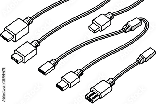 HDMI Cable Line Art Illustration for Modern Technology and Design  