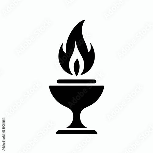 very simple flat and single minimalist Candlestick Flame Silhouettes in black on a white background
