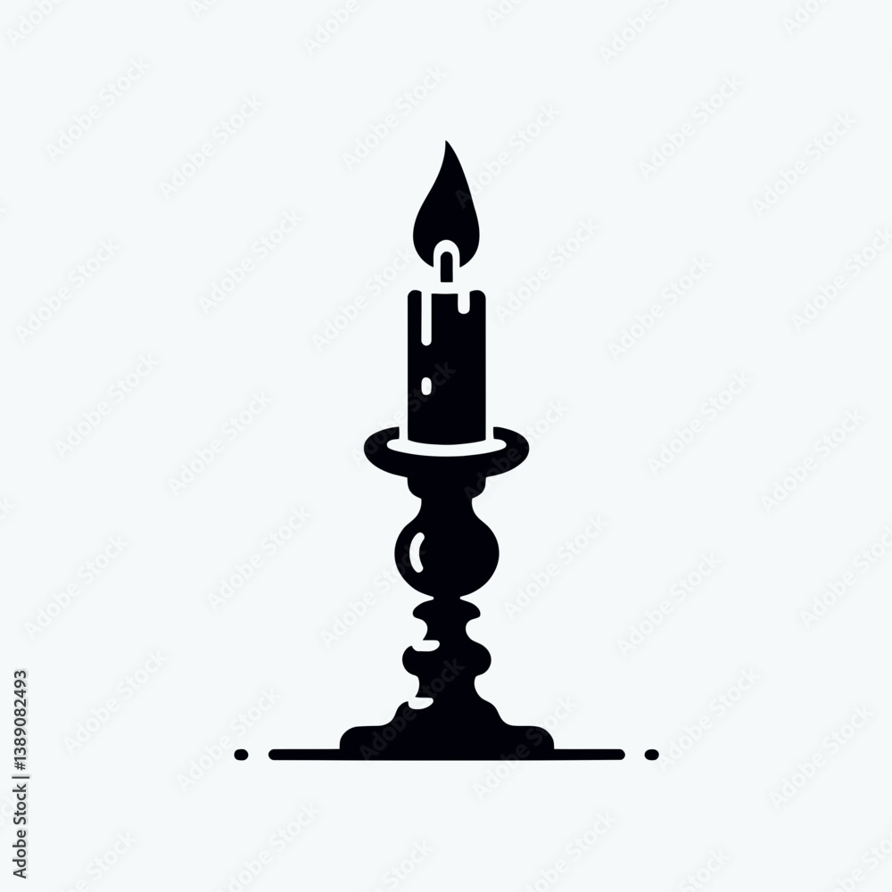 very simple flat and single minimalist Candlestick Silhouettes in black on a white background very simple flat and single minimalist Candlestick Silhouettes in black on a white background