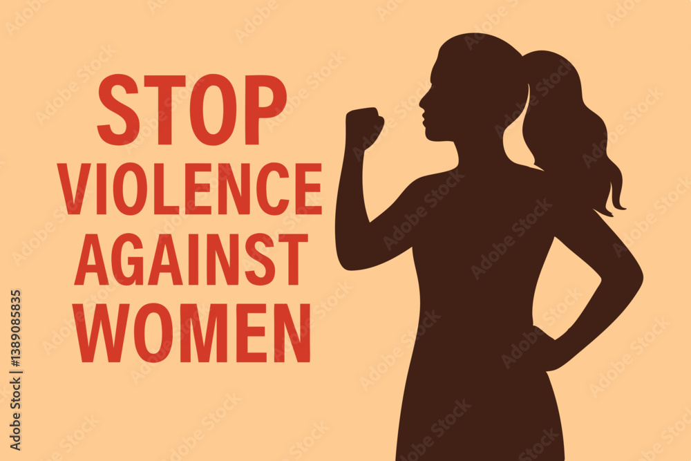 Empowering Message to Stop Violence Against Women with Strong Female Silhouette and Bold Typography Empowering Message to Stop Violence Against Women with Strong Female Silhouette and Bold Typography