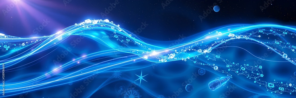 Obraz premium Celestial Waves: A Mesmerizing Dance of Light and Energy in the Cosmic Ocean