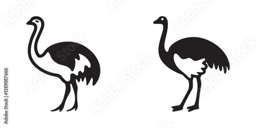 Emu Bird Silhouette Vector Set Illustration