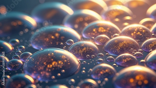 Abstract Underwater Bubbles With Golden Light