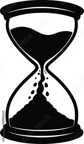 Isolated Hourglass Silhouette with Flowing Sand on Transparent Background Design