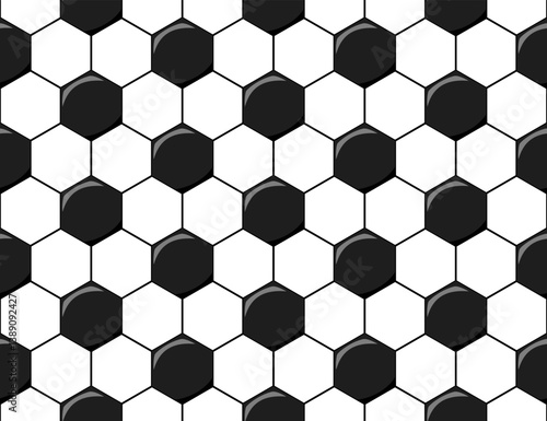 Seamless vector illustration of black and white soccer ball pattern background.