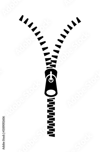 Vector illustration of unlock zipper or open zipper icon on white background.