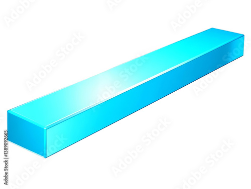 3D Rendered Blue Geometric Rectangle Isolated on Transparent Background