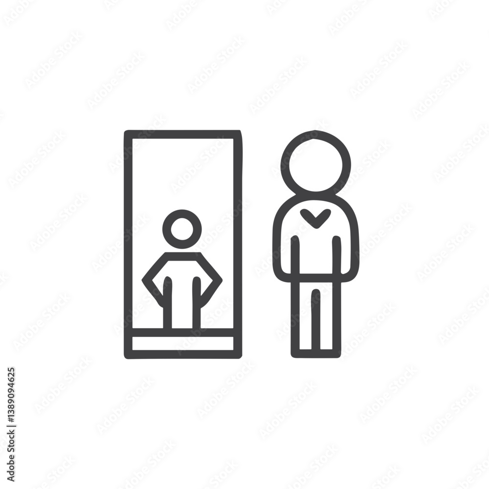 Self-reflection icon for mental health blogs, mindfulness visuals, spiritual growth and personal development design Self-reflection icon for mental health blogs, mindfulness visuals, spiritual growth and personal development design