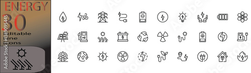 Bild auf Leinwand Energy and Power line icon set