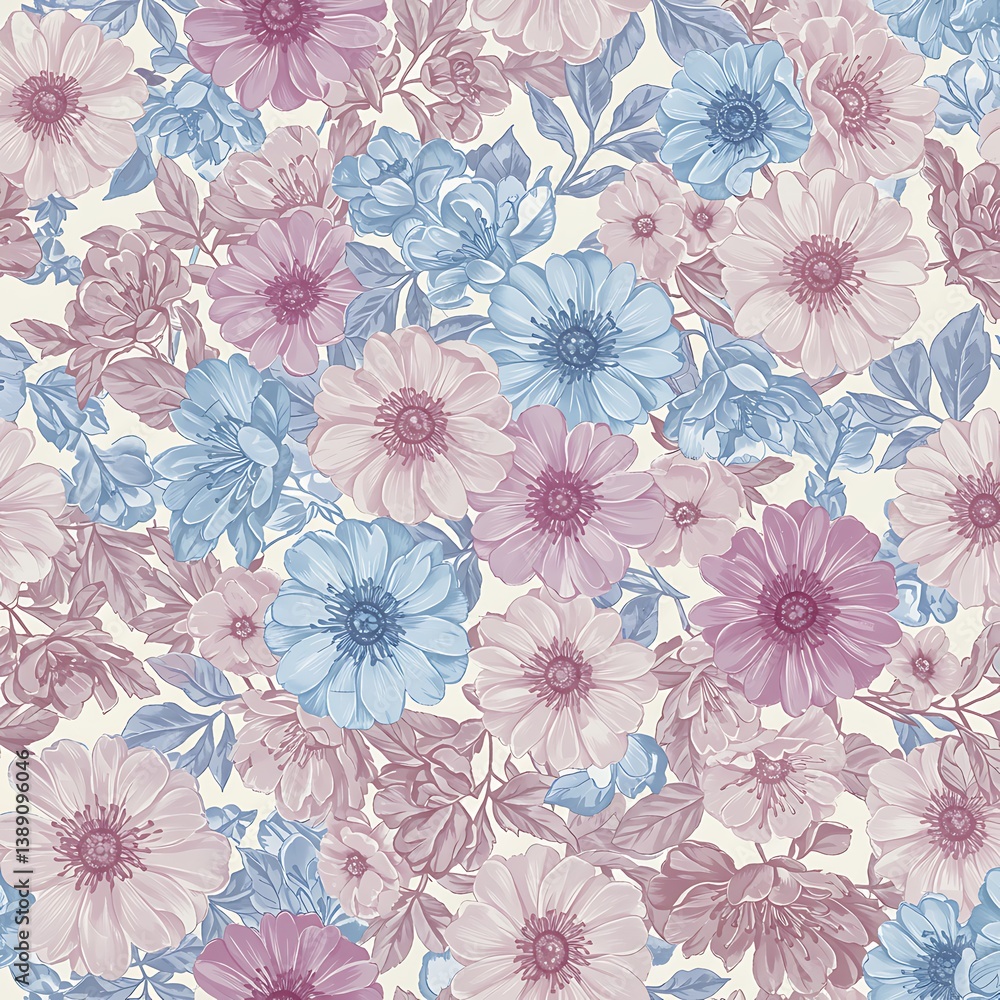 Stylish Hand-Drawn Floral Seamless Pattern, Elegant Floral Background Design Stylish Hand-Drawn Floral Seamless Pattern, Elegant Floral Background Design