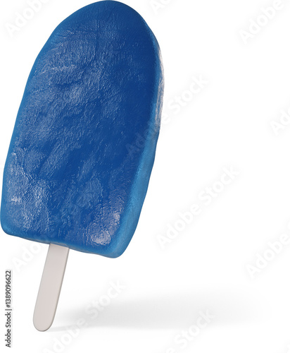 Blue ice cream on the stick turned to the left