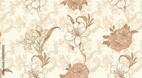 Timeless Seamless Floral Design, Elegant Decorative Pattern for Textiles & Stationery