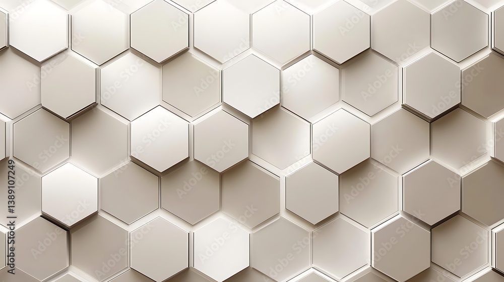 Abstract 3D hexagonal pattern, off-white, geometric background. Abstract 3D hexagonal pattern, off-white, geometric background.