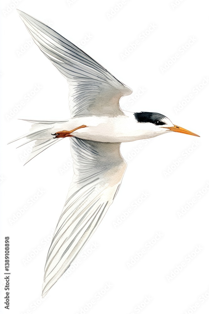 Fototapeta premium A watercolor depiction of a bird in graceful upward flight