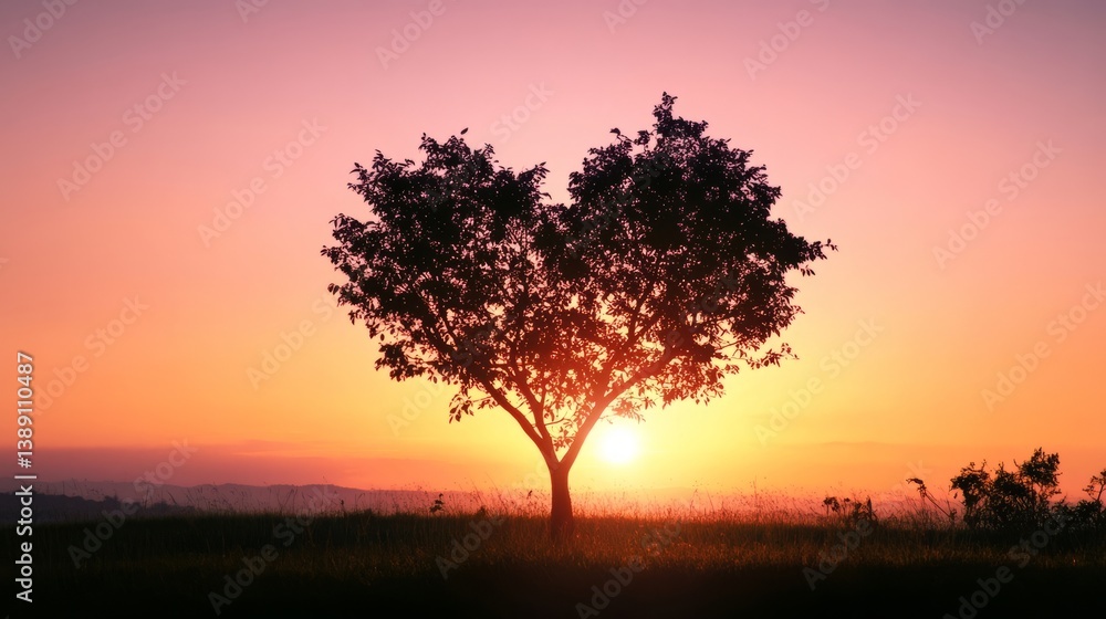 Heart-shaped tree silhouette under a warm sunset, evoking romance and natural beauty.
Heart-shaped tree silhouette under a warm sunset, evoking romance and natural beauty.