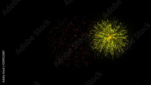 Colorful fireworks animation with transparent Background, Alpha channel, celebration video,  Prores 4444, 