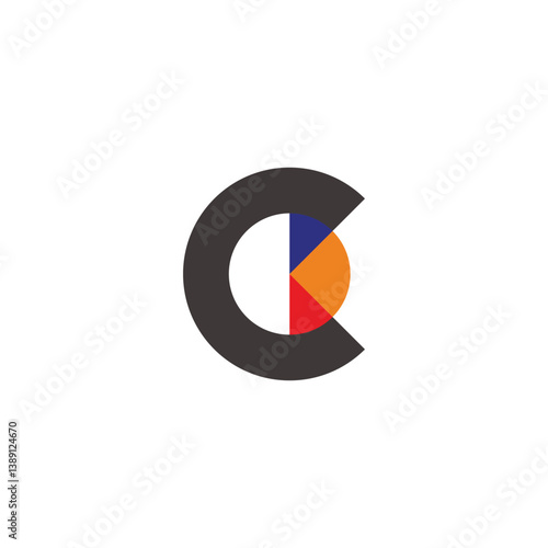letters ckd simple round colorful geometric logo vector