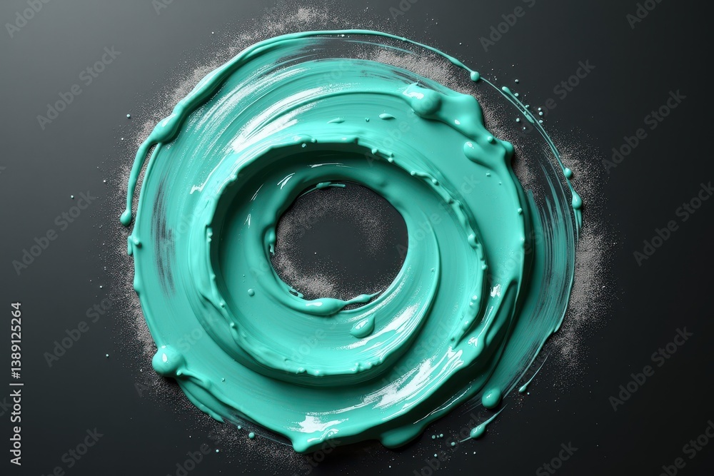 Splash art: dynamic teal paint in circular motion