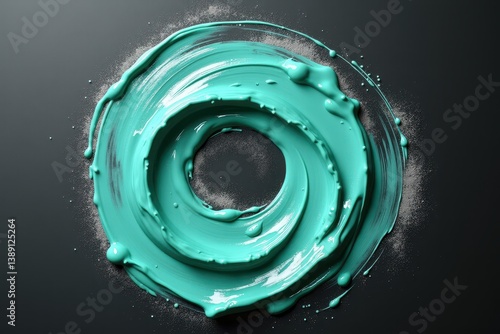 Obraz na płótnie Splash art: dynamic teal paint in circular motion w salonie