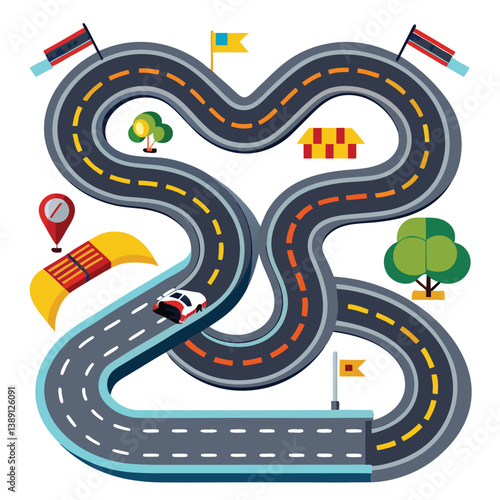 bending roads vector image set on white background