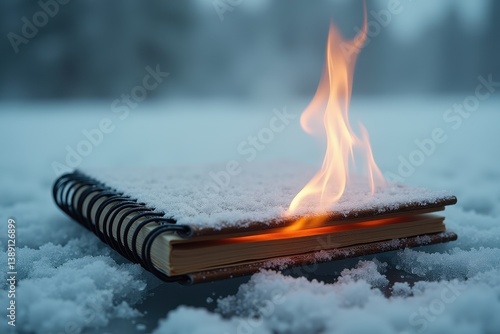 Obraz na płótnie Notebook igniting in : contrast of fire ice w salonie
