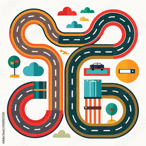 bending roads vector image set on white background