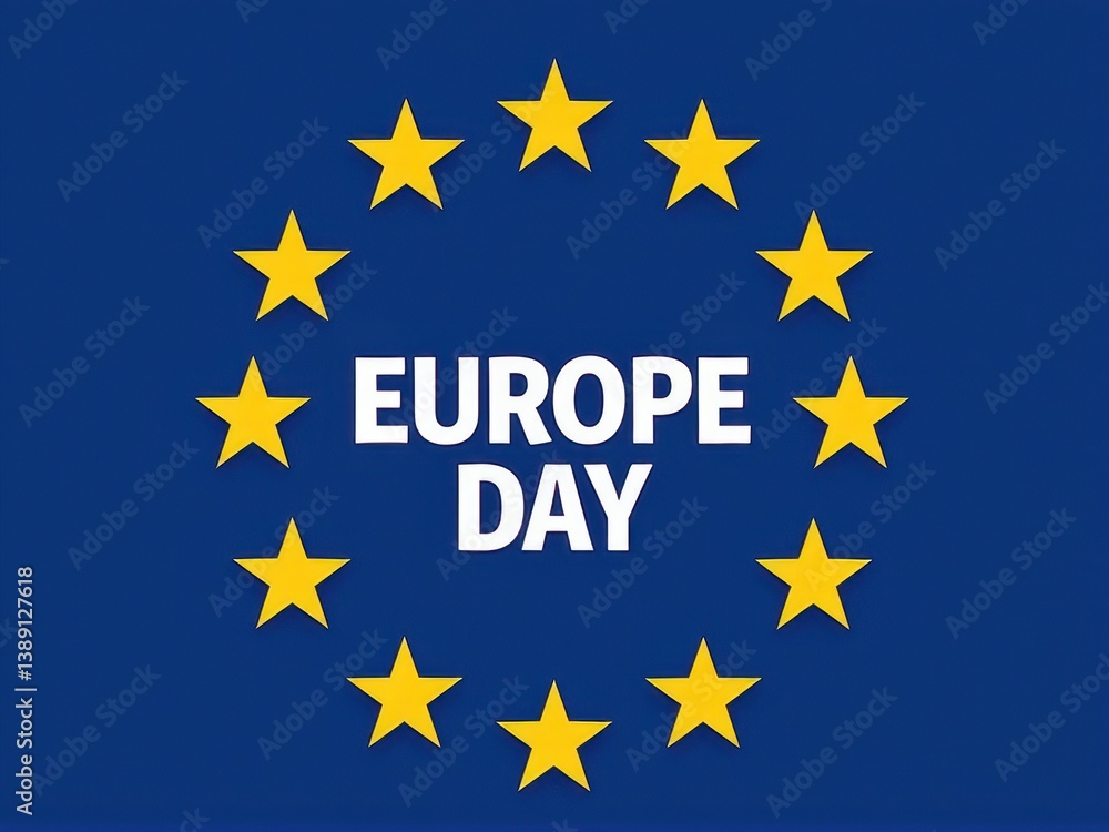 Modern Europe Day Poster with EU Flag Elements Modern Europe Day Poster with EU Flag Elements