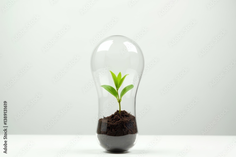 Growing plant lightbulb symbolizes sustainable innovation