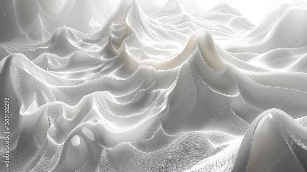 Fototapeta premium A futuristic white abstract surface with delicate, curving light waves