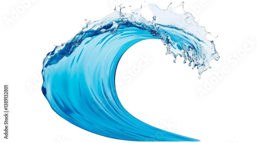 Abstract 3D Render of a Blue Wave with Transparent Background
