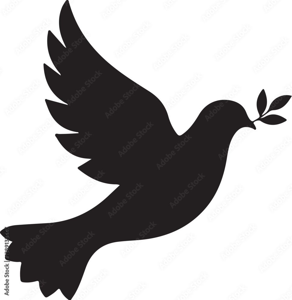Obraz premium Peace Doves Silhouette Vector Bundle