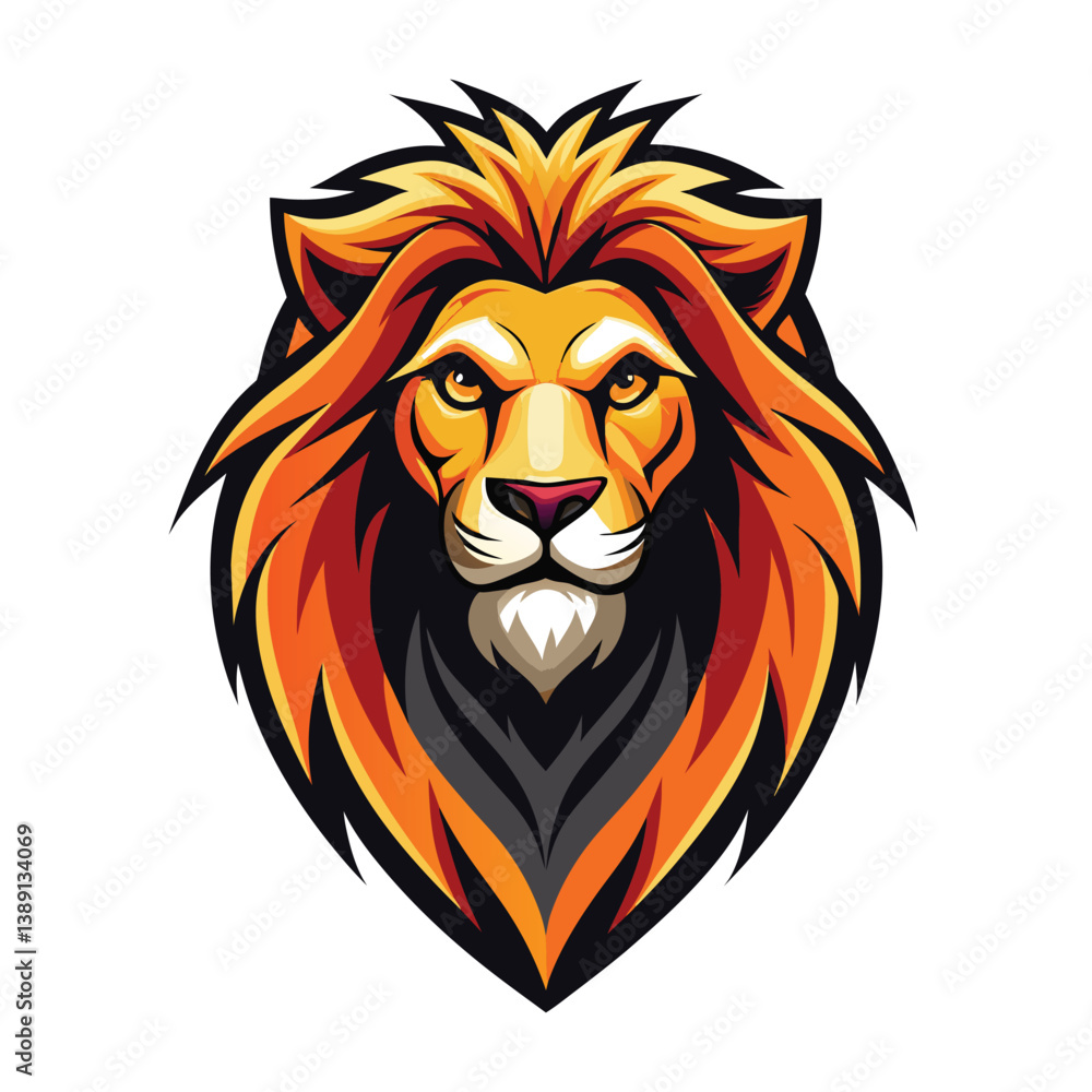 A digitally drawn illustration of a lions head with a vibrant mane and piercing eyes. A digitally drawn illustration of a lions head with a vibrant mane and piercing eyes.