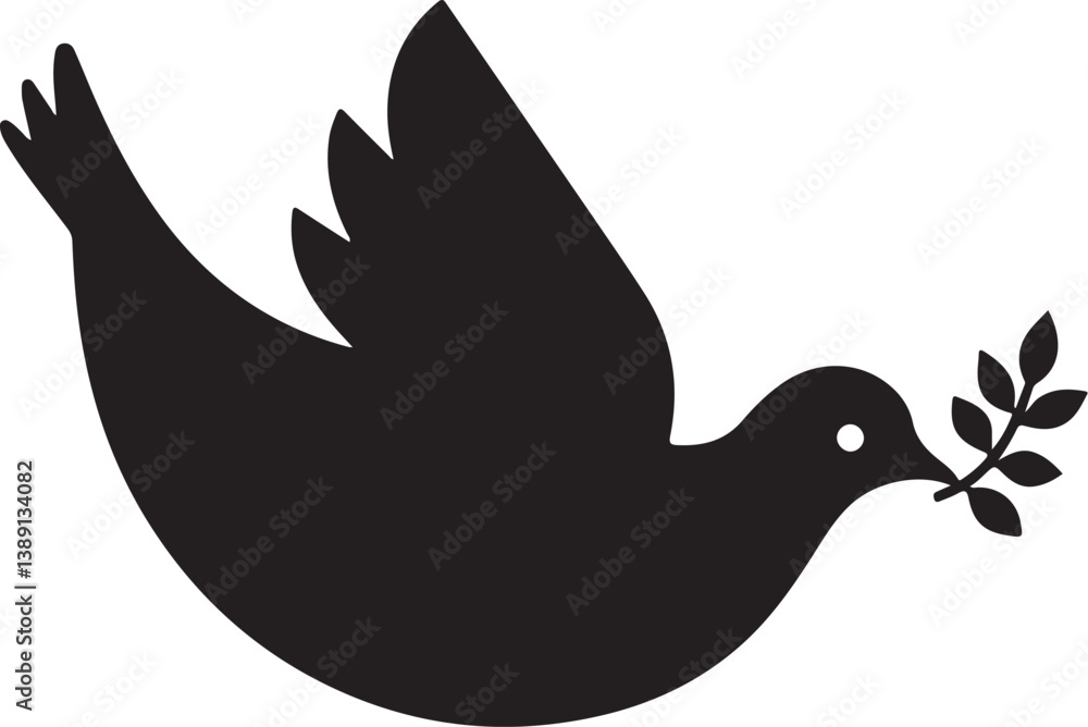 Obraz premium Peace Doves Silhouette Vector Bundle