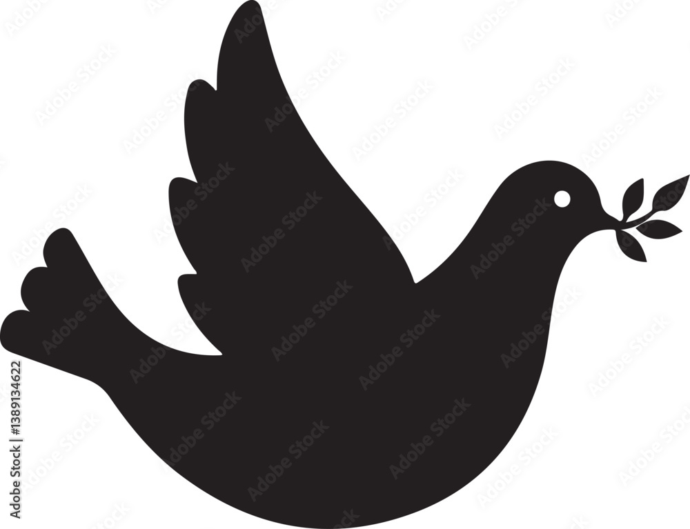 Obraz premium Peace Doves Silhouette Vector Bundle