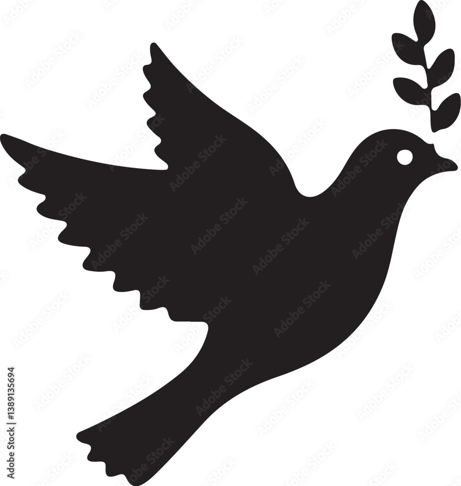 Obraz premium Peace Doves Silhouette Vector Bundle