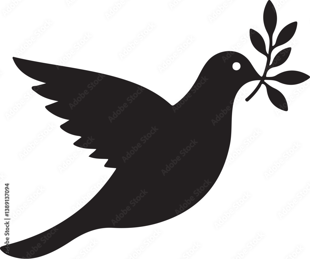Obraz premium Peace Doves Silhouette Vector Bundle