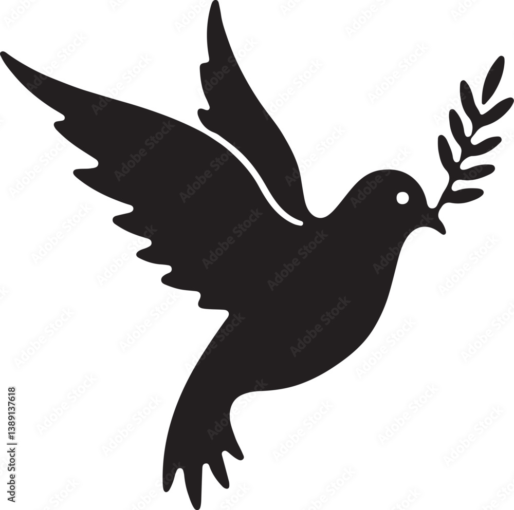 Obraz premium Peace Doves Silhouette Vector Bundle