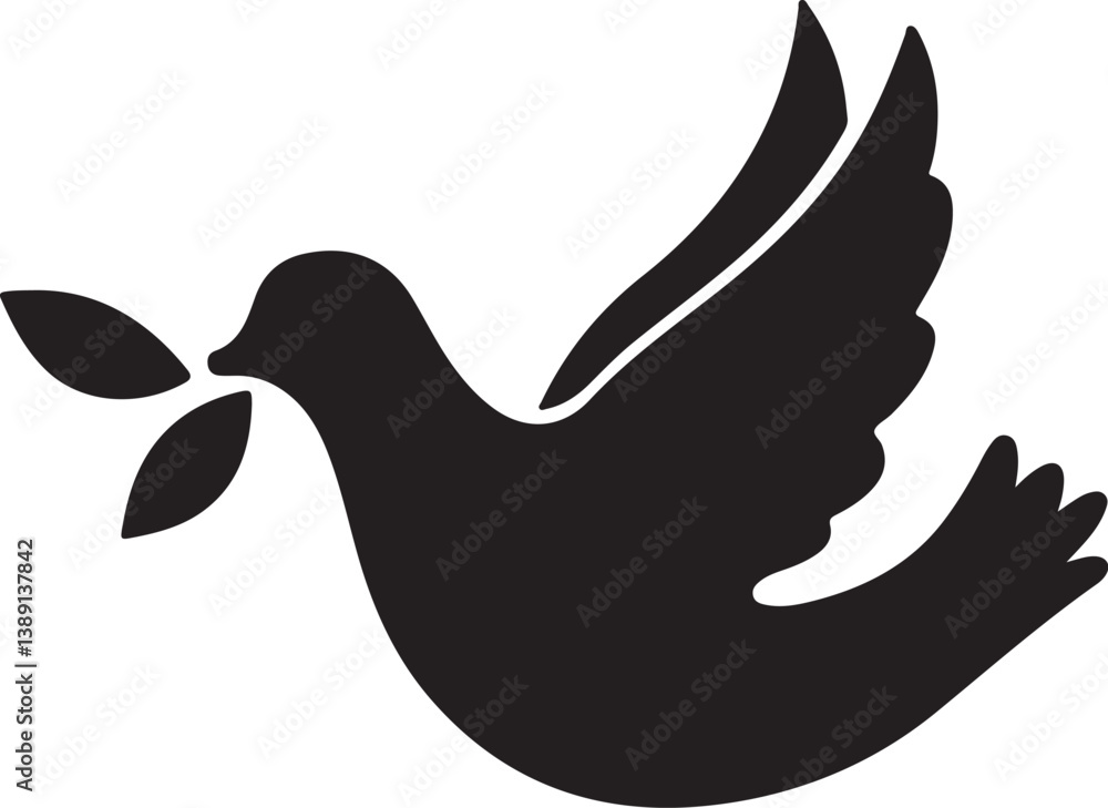 Obraz premium Peace Doves Silhouette Vector Bundle