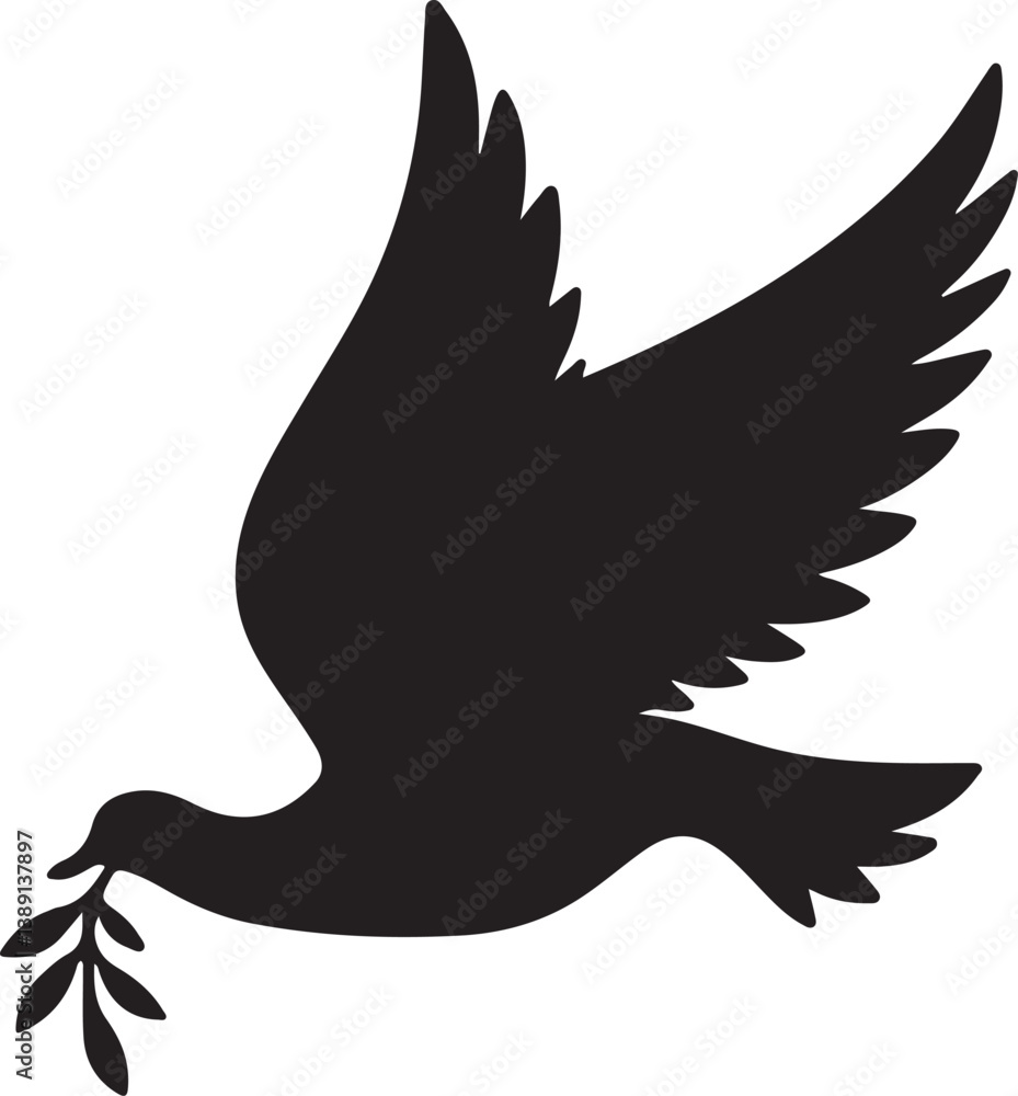 Fototapeta premium Peace Doves Silhouette Vector Bundle