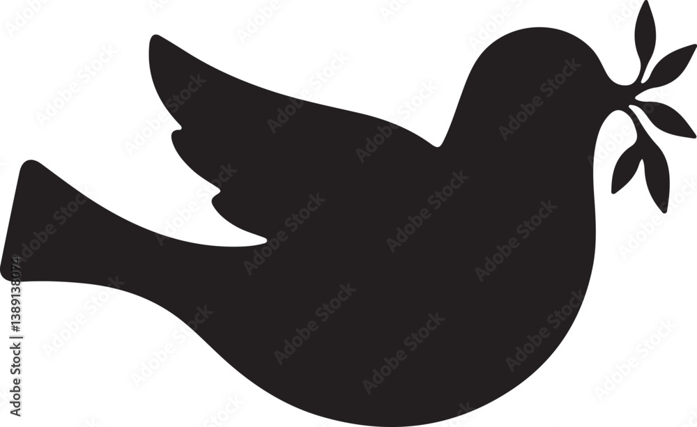 Obraz premium Peace Doves Silhouette Vector Bundle