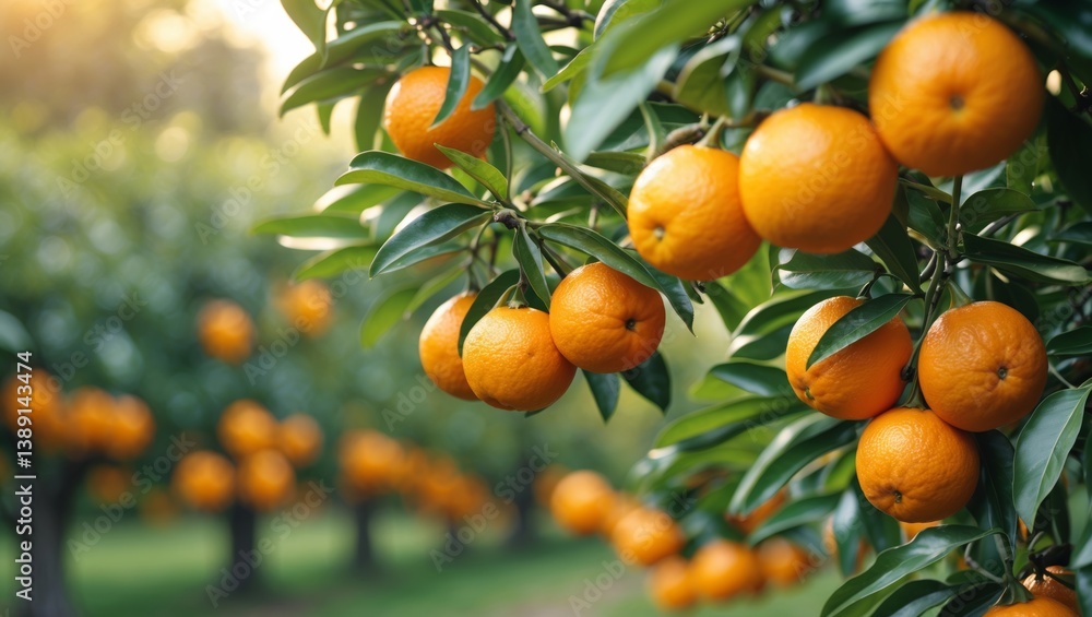 Vibrant Orange Grove Lush Greenery and Ripe Citrus Fruits Vibrant Orange Grove Lush Greenery and Ripe Citrus Fruits