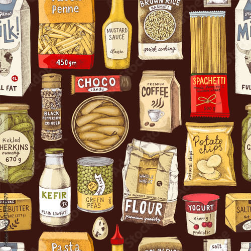 Seamless pattern of food packaging