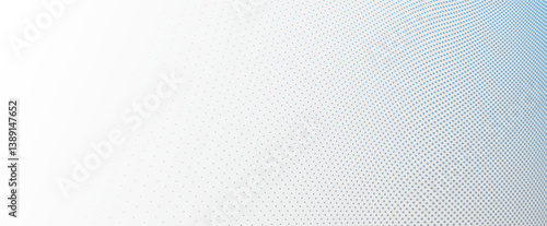Dotted vector abstract background, blue and grey dots in perspective flow, dotty texture abstraction, big data technology image, cool backdrop.