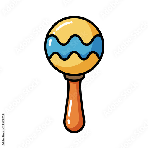 Colorful maraca musical instrument in playful design  