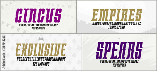 Vintage fonts vector set, c...
