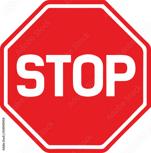 Stop sign red octagon traffic road safety warning halt control regulation instruction symbol icon 