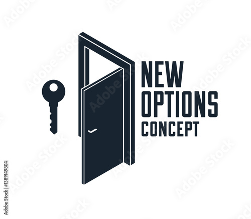Half open door vector concept of new opportunities, step into future metaphor, start of new business or career, mysterious secret door allegory.