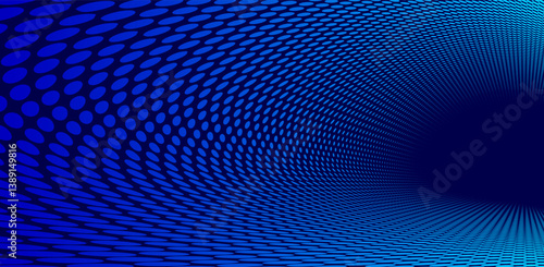 Blue lines in 3D perspective vector abstract background, dynamic linear minimal design, wave lied pattern in dimensional and movement.