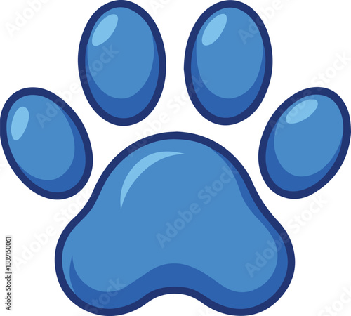 Blue paw print animal footprint pet puppy kitten dog cat vector illustration icon symbol graphic design art