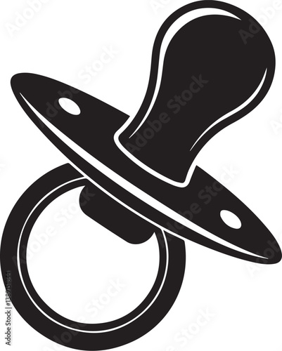 Pacifier baby soother dummy nipple infant newborn toddler child care comfort black white vector graphic